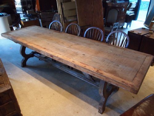 fig 2. Table Spanish fruitwood refectory farmhouse dining table c1820