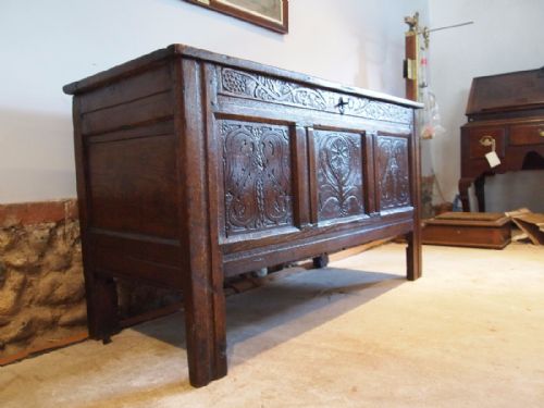 fig 2. Chest coffer blanket box Oak Queen Anne c1700