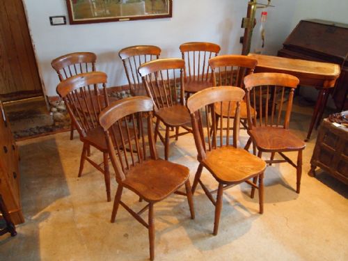 Chairs Rare Set of 9 Victorian Kitchen Windsor Chairs C1880