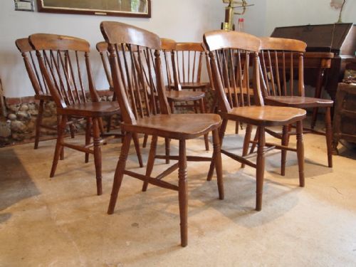 fig 1. Chairs rare set of 9 Victorian Kitchen Windsor chairs c1880