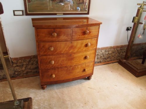 Chest of Drawers Victorian Satinwood Bow Front C1840