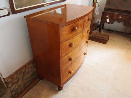 fig 2. Chest of drawers Victorian Satinwood bow front c1840