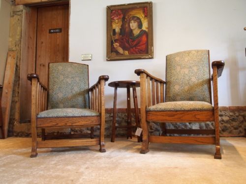 Chairs Rare Pair of Arts and Crafts Oak Reclining C1900