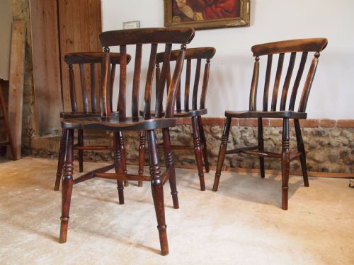 Chairs Set of 4 Victorian Windsor Lathe Back Kitchen Dining Chairs C1880