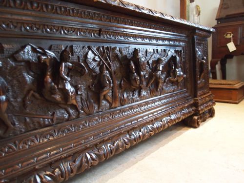 fig 3. Chest coffer Italian carved Walnut Cassone c1780