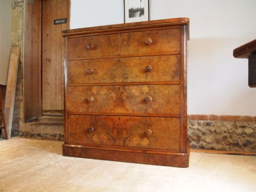 Chest of Drawers Fine Victorian Burr Walnut C1850