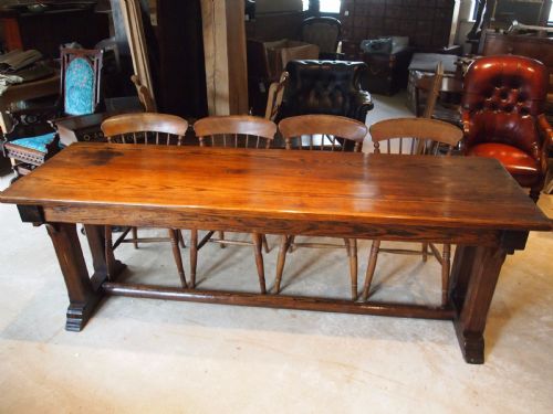 Table Arts and Crafts Refectory Dining Pitch Pine C1900