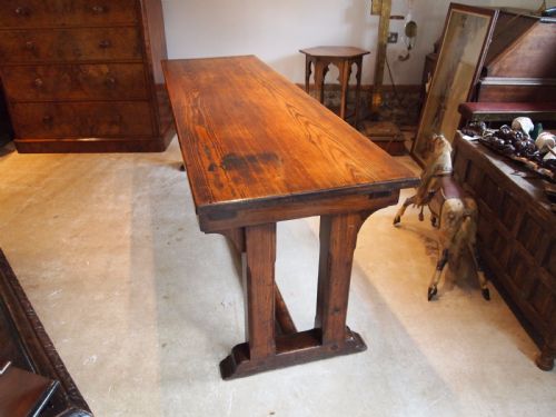 fig 1. Table Arts and Crafts refectory dining Pitch Pine c1900