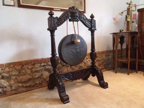Gong Victorian Carved Oak Dinner Gong C1880