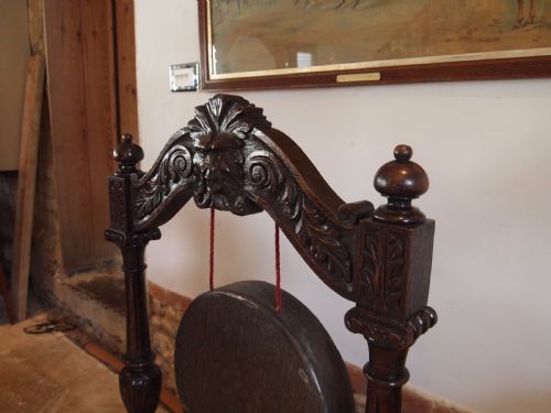 fig 1. Gong Victorian Carved Oak dinner Gong c1880
