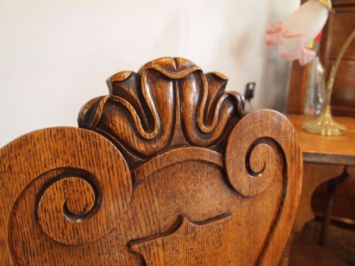 fig 2. Chairs pair of William IV carved Oak hall chairs c1835
