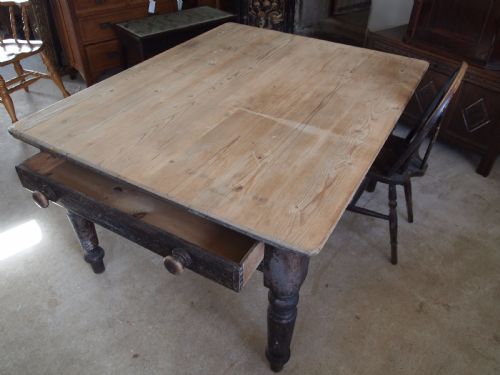 Table Victorian Pine Scrub Top Dining Table C1880
