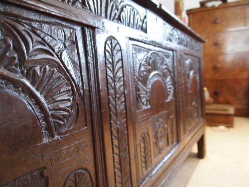 fig 2. Coffer chest blanket box exceptional Charles II Oak c1680