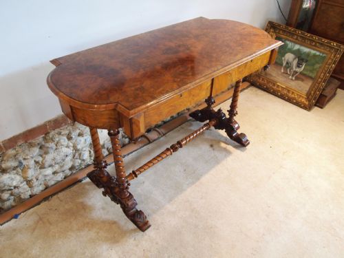 Table Fine Victorian Burr Walnut Side Hall Console Sofa C1860