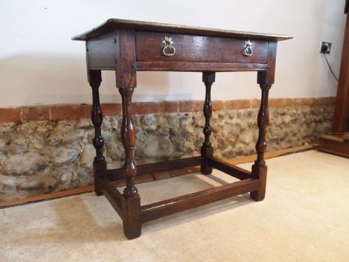 Table Queen Anne Oak Side Lamp Hall Console C1700