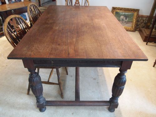 fig 3. Table Oak dining refectory farmhouse kitchen c1920