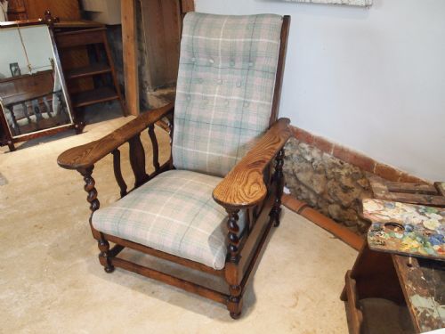 Chair Arts and Crafts Oak Reclining Armchair C1910