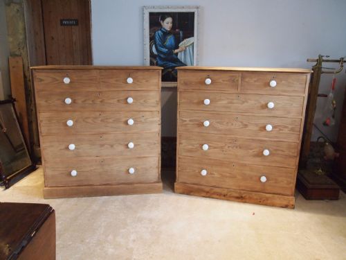 Chests of Drawers a Rare Pair of Victorian Pine Chests C1890