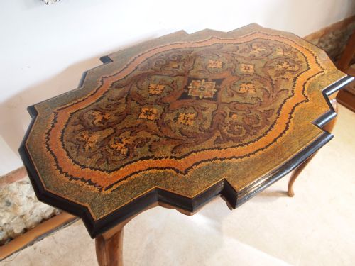 Table Rare Victorian Walnut Micro Mosaic Table Lamp Hall Centre C1870
