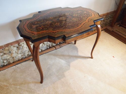 fig 3. Table rare Victorian Walnut micro mosaic table lamp hall centre c1870
