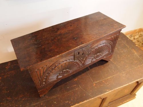 Coffer Rare Miniature Charles II Child's Coffer Oak C1680