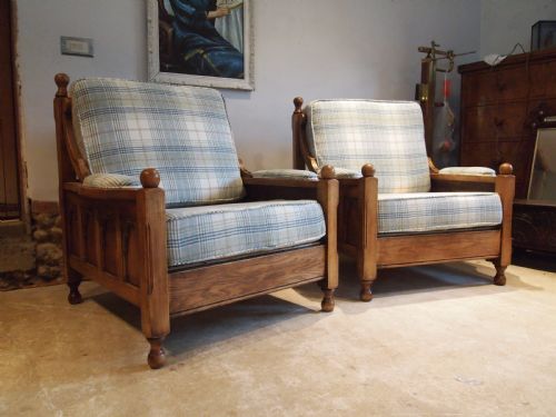 Sofa Settee 3 Piece Oak Arts and Crafts Gothic C1920