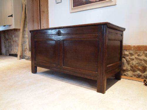 fig 1. Coffer chest blanket box Queen Anne Oak c1710
