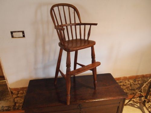 Chair Rare Victorian Windsor Child's High Chair Ash/elm C1860