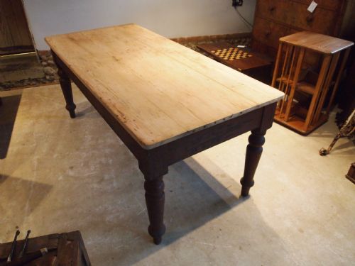 Table Victorian Pine Scrub Top Refectory Dining C1880