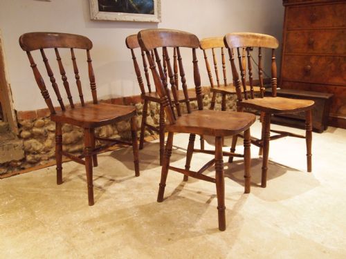 fig 1. Chairs set of five Victorian Windsor kitchen chairs c1880