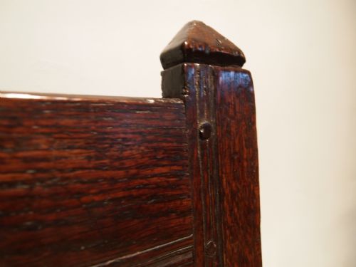 fig 3. Settle bench rare stunning small Charles II Oak c1660