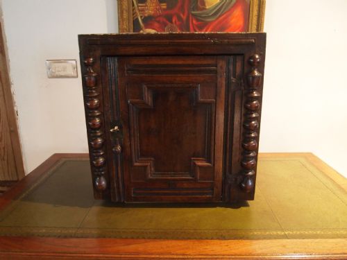 fig 1. Cupboard cabinet Oak Charles II spice hanging c1670