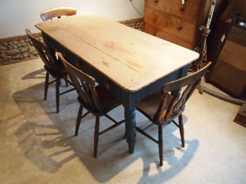 fig 1. Table Victorian Pine scrub top farmhouse dining table c1880