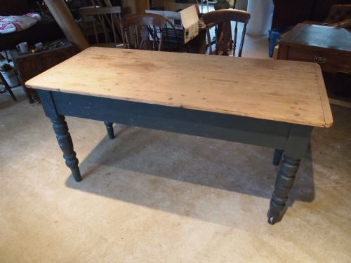 fig 3. Table Victorian Pine scrub top farmhouse dining table c1880