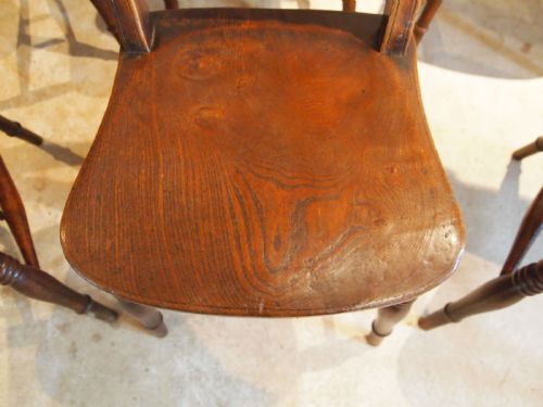 fig 2. Chairs rare set of 6 Victorian Windsor kitchen knifebacks Elm c1870