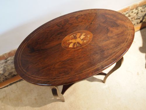 Table Hall Side Lamp Victorian Rosewood Inlaid C1880