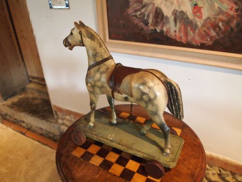 fig 2. Horse Folk art pull along child's German carved wood c1910