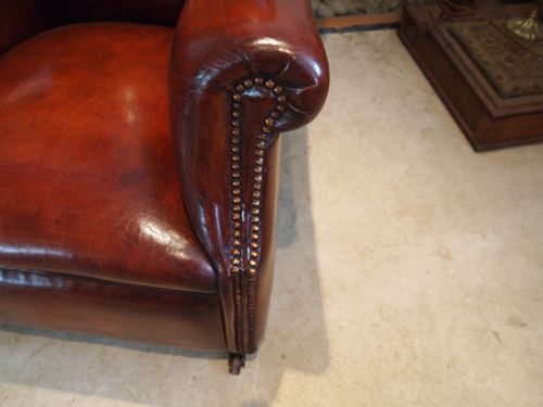 fig 2. Armchairs fine pair of Victorian Chestnut leather club c1880