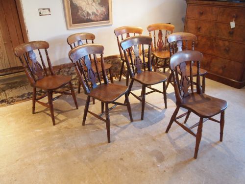 fig 2. Chairs 8 Victorian fiddle back Windsor kitchen dining Elm c1870