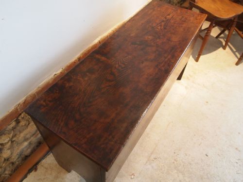 fig 1. Coffer chest blanket box traditional Elm six plank Queen Anne c1700