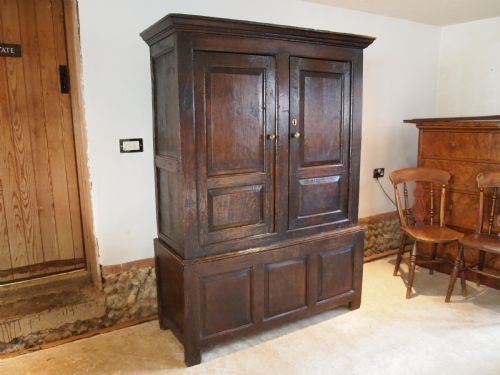Cupboard Wardrobe Press Charles II Oak 2 Parts C1680