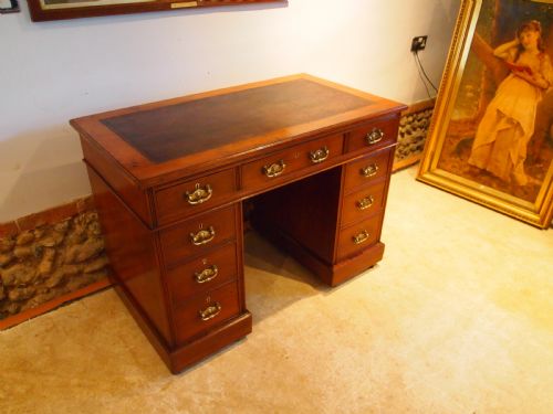 fig 2. Desk Victorian Arts and Crafts Walnut 3 part small size c1880