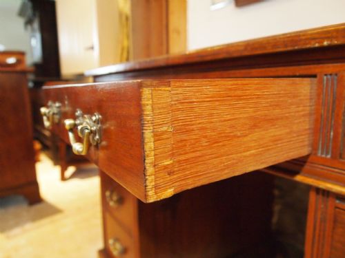 fig 3. Desk Victorian Arts and Crafts Walnut 3 part small size c1880