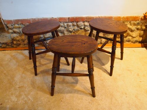 Stool 3 Victorian Beech and Elm Stools C1880