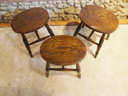 fig 1. Stool 3 Victorian Beech and Elm stools c1880