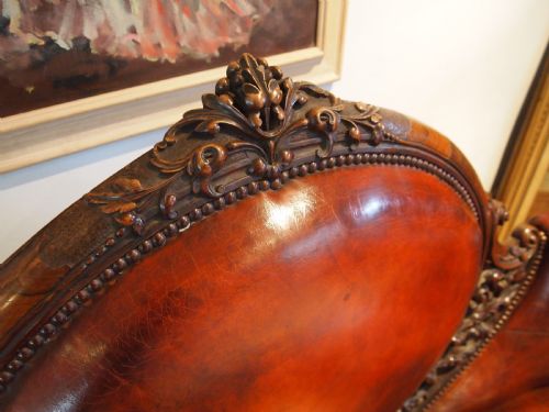 fig 1. Sofa settee Victorian Rosewood Chestnut leather c1840