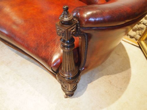 fig 2. Sofa settee Victorian Rosewood Chestnut leather c1840