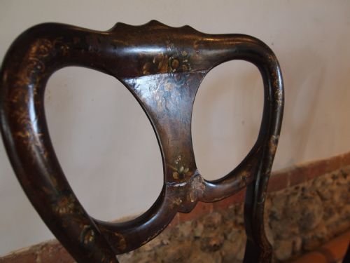 fig 1. Chairs pair of rare hand painted Victorian bergere c1870