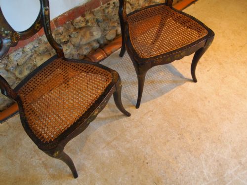 fig 2. Chairs pair of rare hand painted Victorian bergere c1870