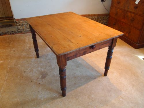 fig 1. Table Victorian Pine scrub top farmhouse dining table c1880